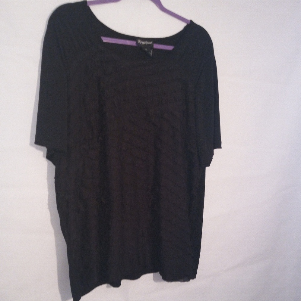 Maggie Barnes Black Ruffle Blouse